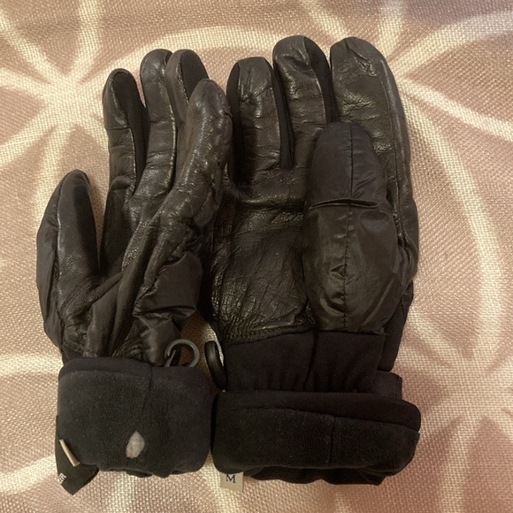 MONCLER AUTHENTIC Women's Black Leather Puffer Quilted Grenoble Gloves Size M - Picture 11 of 16